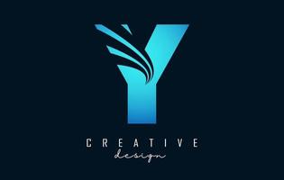 Creative letter Y logo with leading lines and road concept design. Letter Y with geometric design. vector