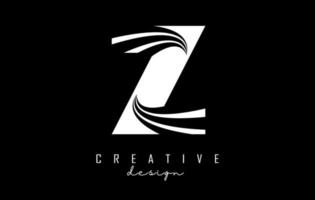 White letter Z logo with leading lines and road concept design. Letter Z with geometric design. vector