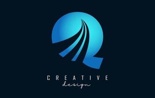 Creative letter Q logo with leading lines and road concept design. Letter Q with geometric design. vector