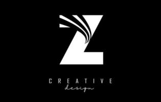 White letter Z logo with leading lines and road concept design. Letter Z with geometric design. vector