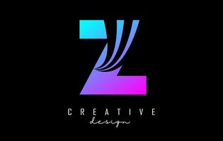 Colorful letter Z logo with leading lines and road concept design. Letter Z with geometric design. vector