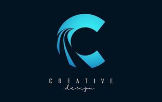 Creative letter C logo with leading lines and road concept design. Letter C with geometric design. vector