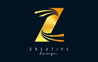 Creative golden letter Z logo with leading lines and road concept design. Letter Z with geometric design. vector