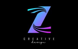 Colorful letter Z logo with leading lines and road concept design. Letter Z with geometric design. vector