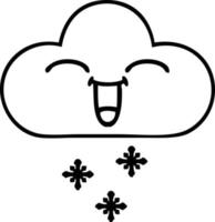 nube de nieve de tormenta de dibujos animados de dibujo lineal vector