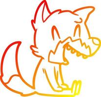 warm gradient line drawing laughing fox cartoon vector