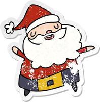 distressed sticker cartoon kawaii of santa claus vector