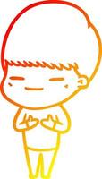 warm gradient line drawing cartoon smug boy vector