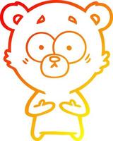 warm gradient line drawing surprised bear cartoon vector