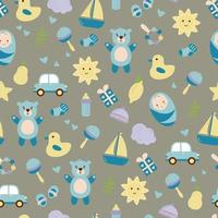 Baby pattern with child's toys, objects. Seamless pattern with baby things. vector