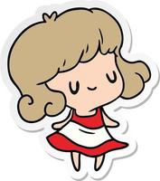 sticker cartoon kawaii of cute girl vector