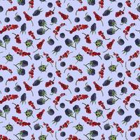 Fruity Seamless pattern with red currants and blackberries. Design for fabric, textile, wallpaper, packaging, cafe. vector