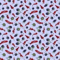 Fruity Seamless pattern with red currants and blackberries. Design for fabric, textile, wallpaper, packaging, cafe. vector