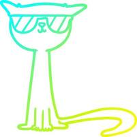 cold gradient line drawing cartoon cool cat vector