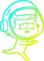 cold gradient line drawing cartoon tired astronaut vector