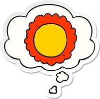 cartoon flower and thought bubble as a printed sticker vector