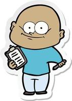 sticker of a cartoon bald man staring vector