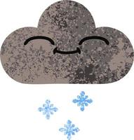 retro illustration style cartoon happy snow cloud vector