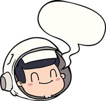 cartoon astronaut face and speech bubble vector