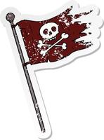 pegatina angustiada garabato de dibujos animados de una bandera pirata vector