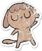 distressed sticker of a cute cartoon dog vector