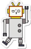 sticker of a cute cartoon robot vector