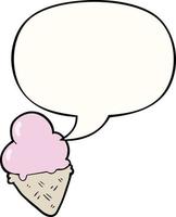 cartoon ice cream and speech bubble vector