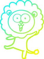 cold gradient line drawing happy cartoon lion vector