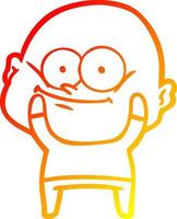 warm gradient line drawing cartoon bald man staring vector