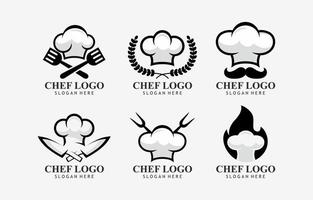 chef logo restaurante y conjunto de logo culinario vector