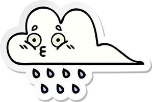 sticker of a cute cartoon rain cloud vector