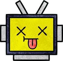retro grunge texture cartoon robot head vector