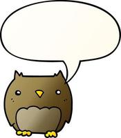 cute cartoon owl and speech bubble in smooth gradient style vector