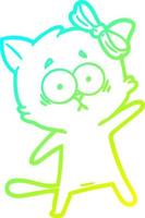 cold gradient line drawing cartoon cat vector