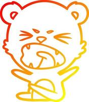 warm gradient line drawing angry cartoon bear vector