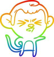 rainbow gradient line drawing cartoon annoyed monkey vector