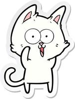 sticker of a funny cartoon cat vector