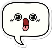 sticker of a cute cartoon speech bubble vector