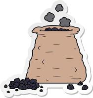 sticker of a cartoon sack of coal vector