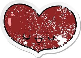 distressed sticker of a cartoon love heart character vector