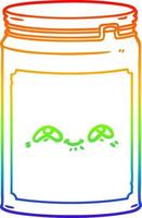 rainbow gradient line drawing cartoon glass jar vector