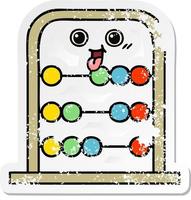 distressed sticker of a cute cartoon abacus vector