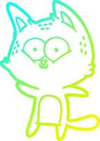 cold gradient line drawing cartoon cat vector