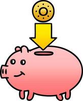 gradient shaded cartoon piggy bank vector