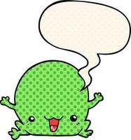 cartoon frog and speech bubble in comic book style vector