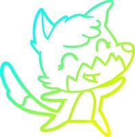 cold gradient line drawing happy cartoon fox vector