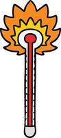 quirky hand drawn cartoon hot thermometer vector