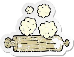 retro distressed sticker of a cartoon rolling pin vector