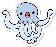 sticker of a cartoon jellyfish vector