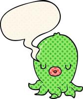 cartoon octopus and speech bubble in comic book style vector